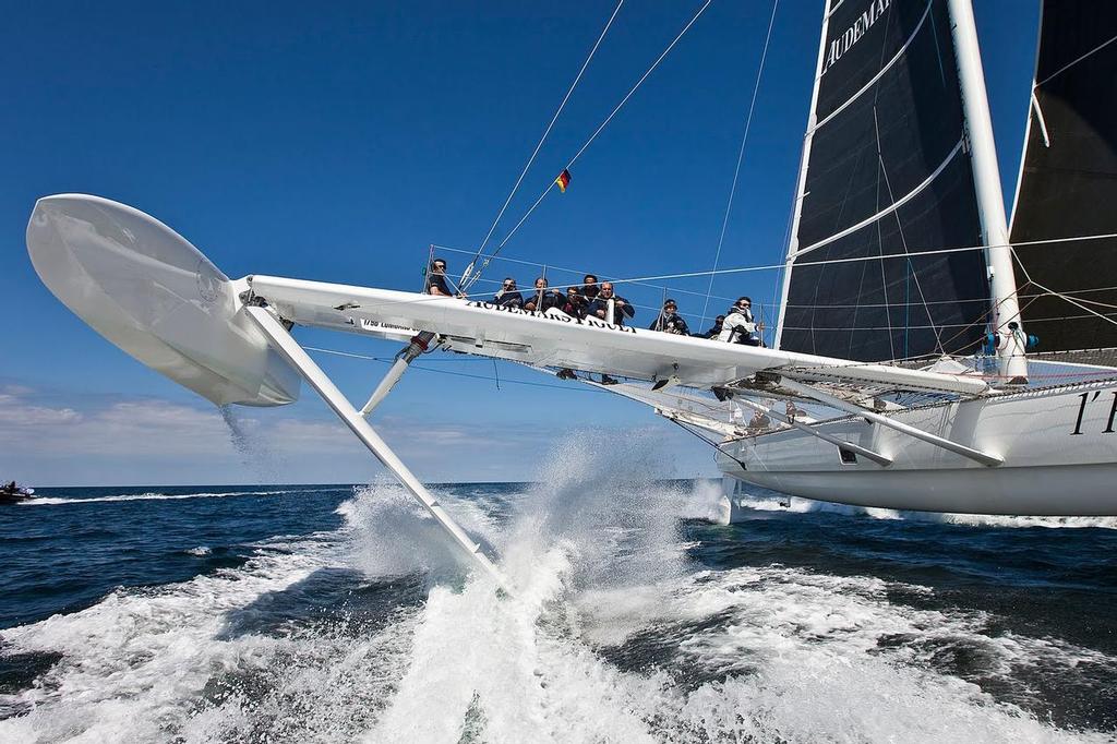 Hydroptere at speed - what a ride! Photo by Guilain Grenier/www.hydroptere.com &copy;  SW